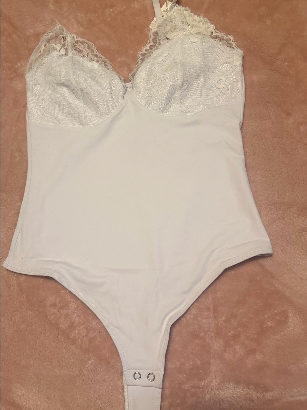 White Lace-Trim Bodysuit for Women - Classic Feminine Intimates